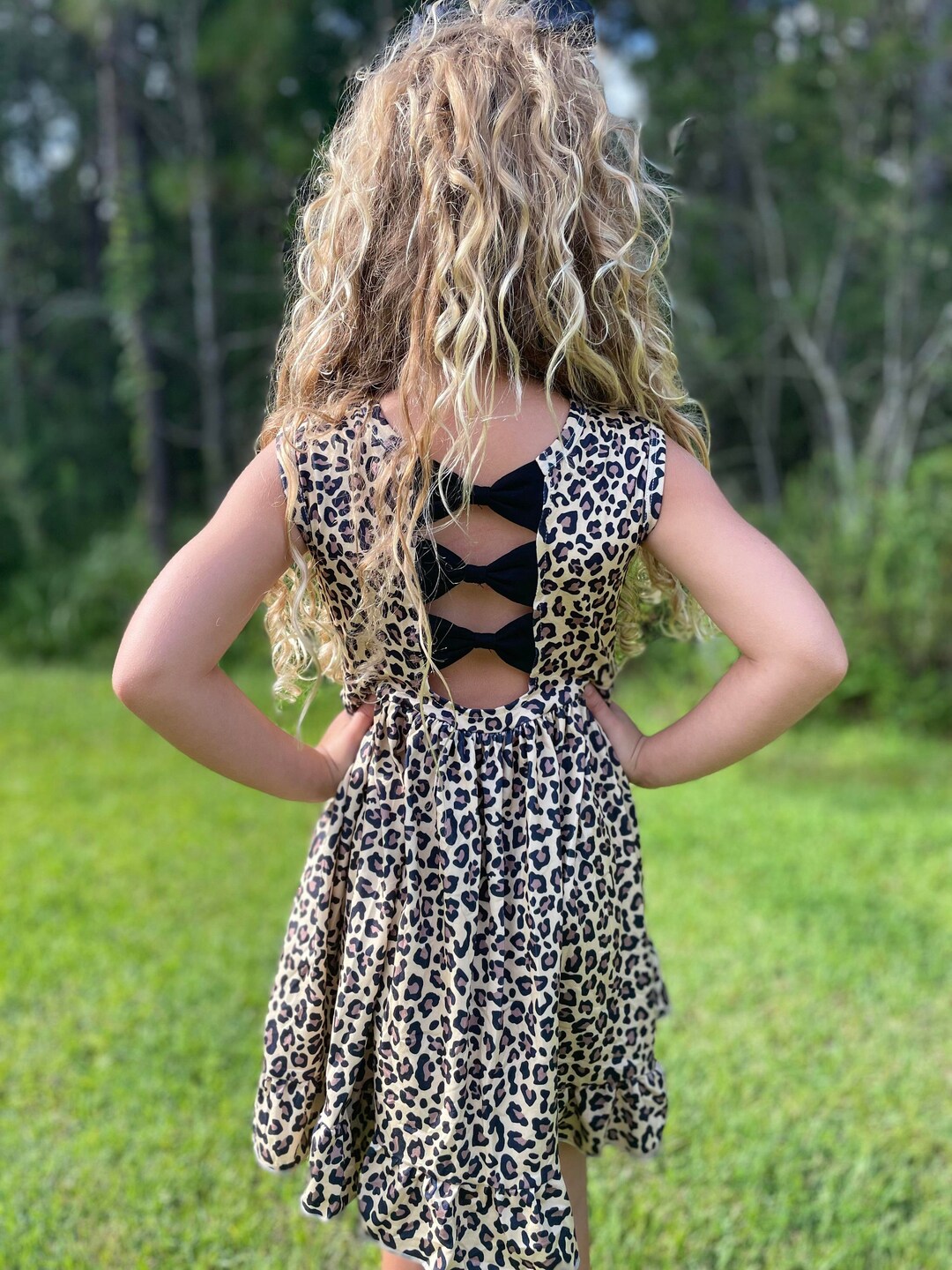 Fall Leopard Animal Print Cheetah Milk Silk Back Bow Dress Zoo Dress - Etsy