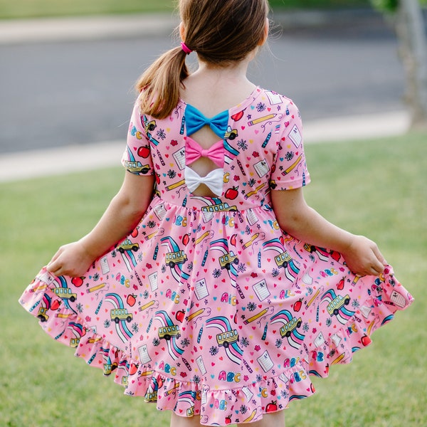 Back to School Supplies Dress, Soft Milk Silk Dress Girls dress