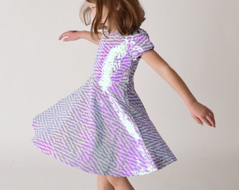 Periwinkle Sparkle Dress, Soft Birthday Girls Summer all season Girls Mermaid theme dress