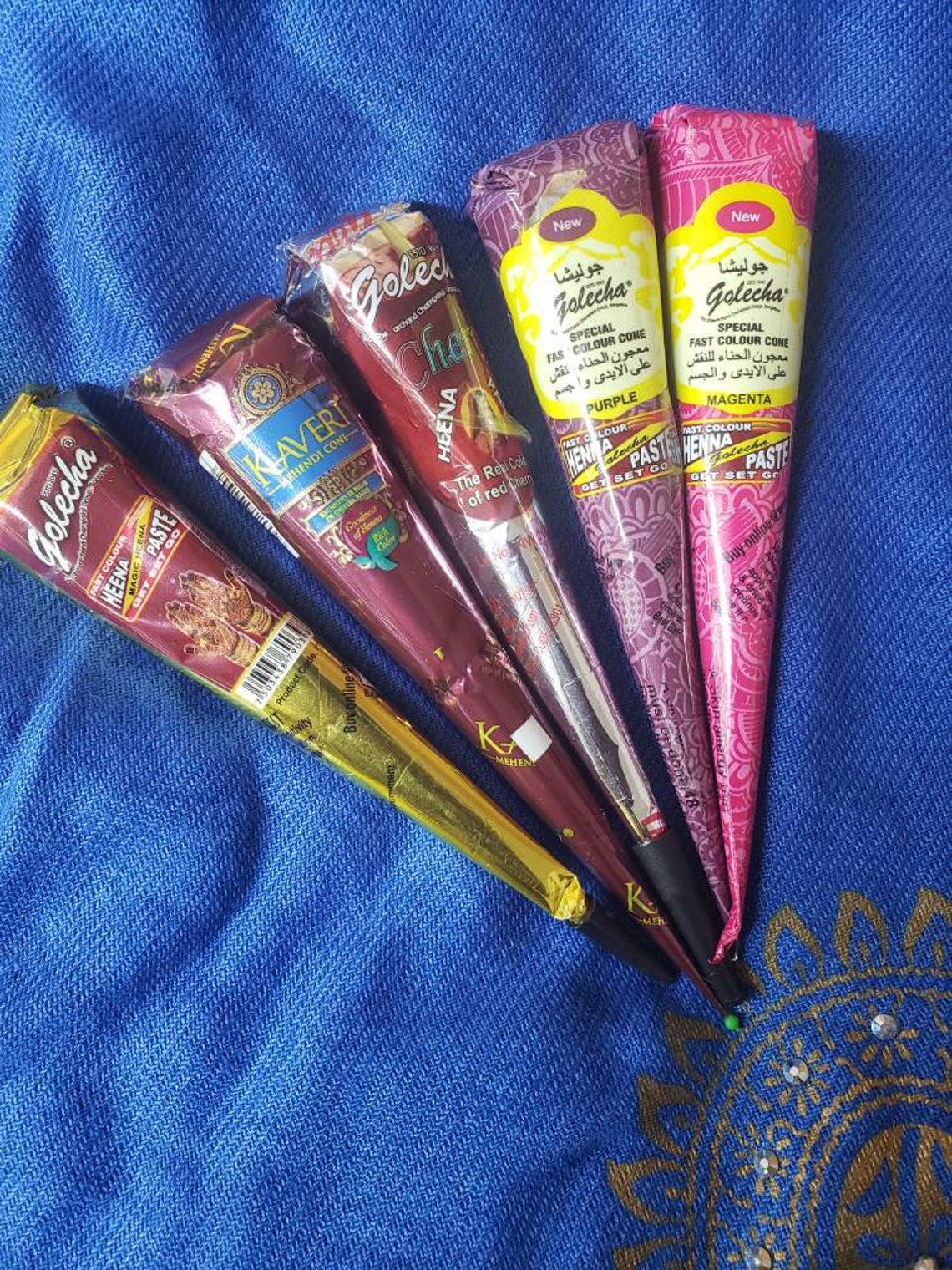 5 Multicolor Henna Cones Etsy