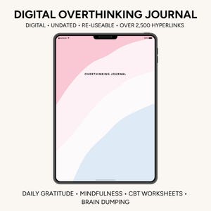 Diario de sobrepensamiento / Salud mental semanal, Diario de ansiedad, Diario para iPad, Planificador con hipervínculos, Planificador Goodnotes, Notability