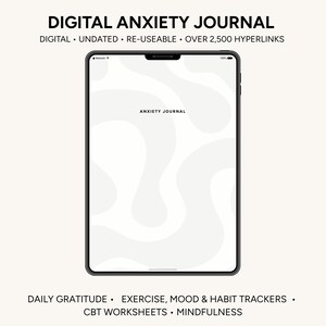 DIGITAL ANXIETY JOURNAL | Weekly Mental Health Journal, Ipad Journal, Hyperlinked Planner, Goodnotes Planner, Notability