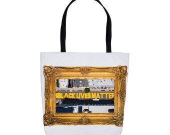 Bolso BLM - Bolso mural - Bolso Black Lives Matter - Bolso con marco dorado - Bolso de algodón orgánico - Bolso hecho a mano