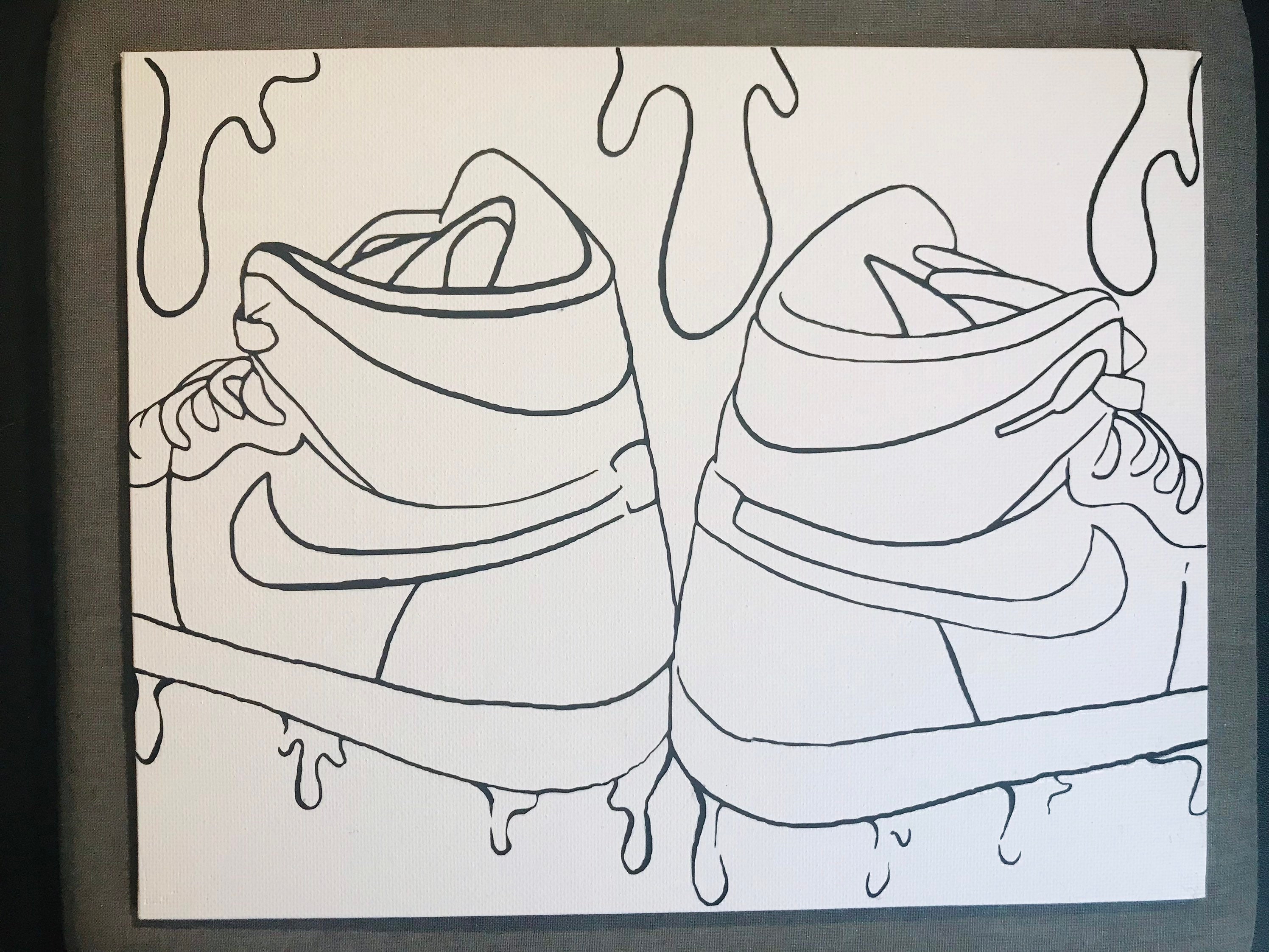 Nike Shoe Paint Canvas Art Etsy
