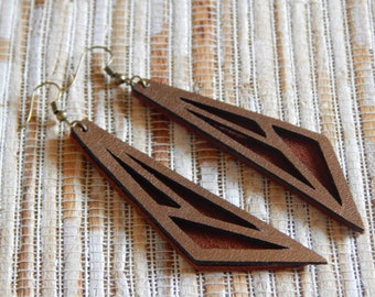 Geometric Layered Leather Earrings