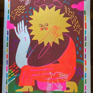 Big Sunny Head -  Risograph Wall Art Print