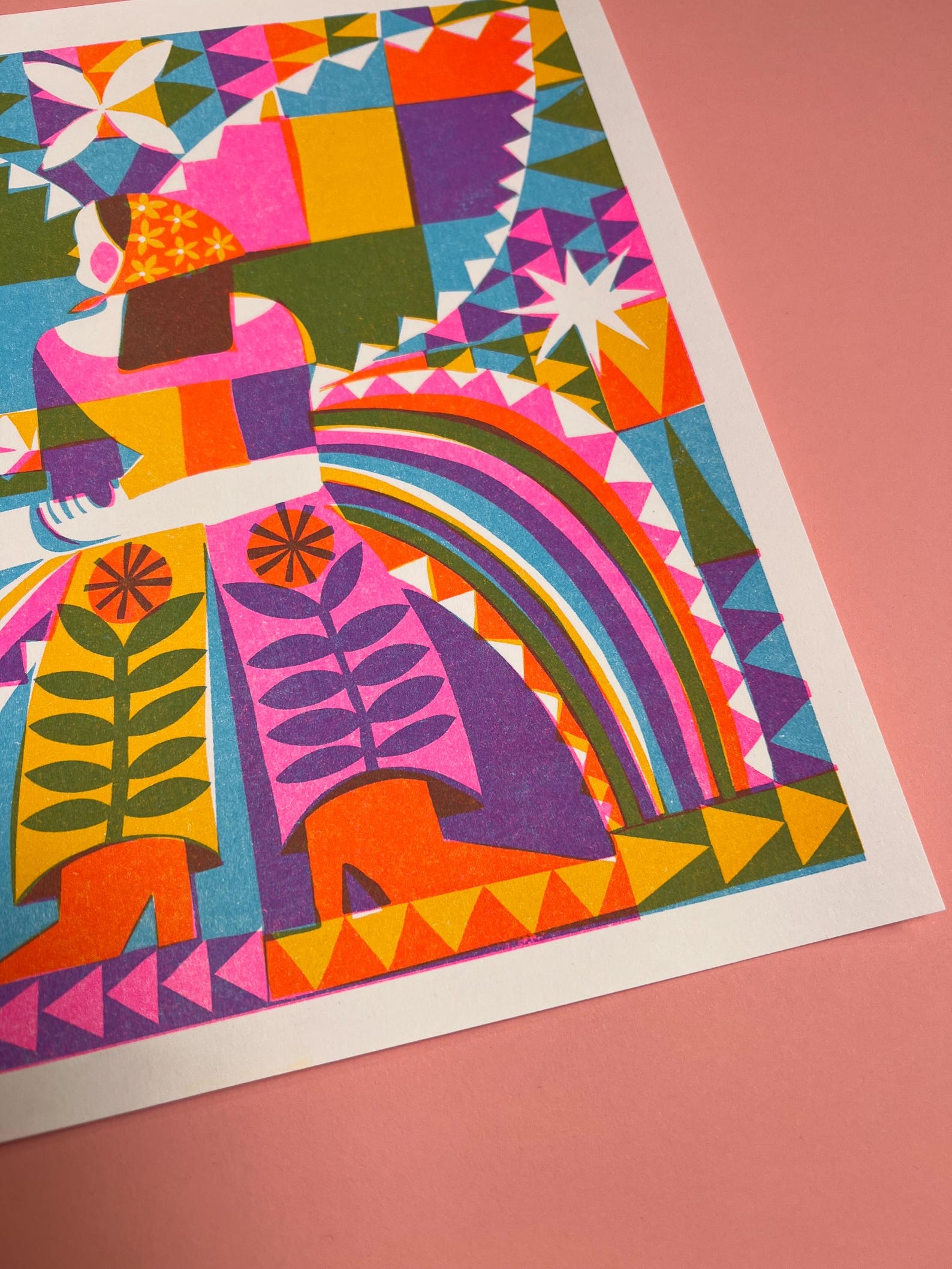 Life Drawing Risograph Quilt of Life - Colorful Abstract Risograph Print – Geometric, Surreal ...