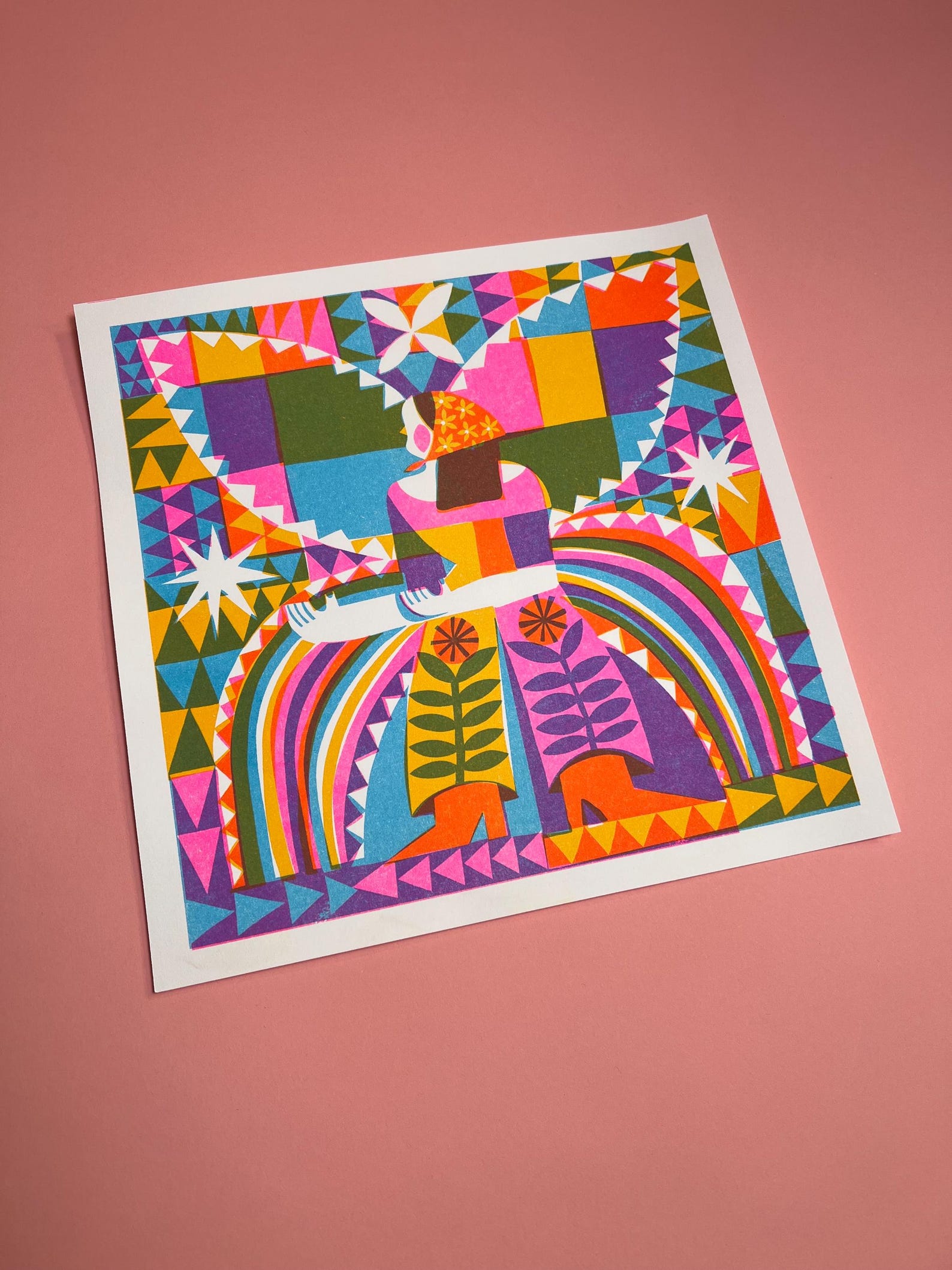 Life Drawing Risograph Quilt of Life - Colorful Abstract Risograph Print – Geometric, Surreal ...