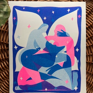 Fairy Embrace - Risograph Art Print