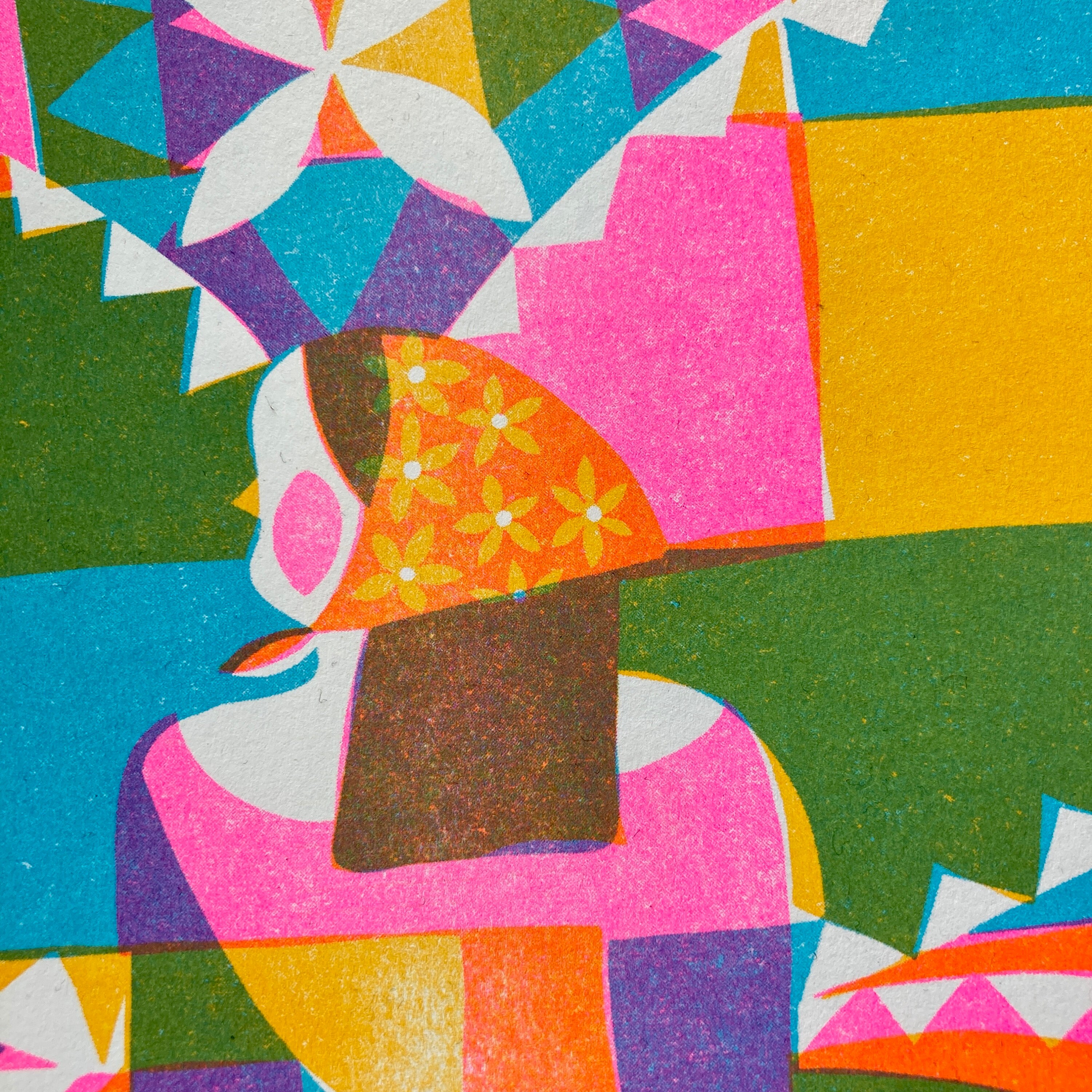Life Drawing Risograph Quilt of Life - Colorful Abstract Risograph Print – Geometric, Surreal ...