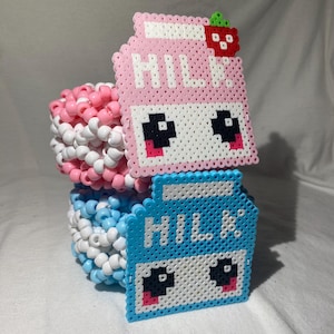 Milk Carton 3d Kandi Cuff || Strawberry Milk, Cow Milk