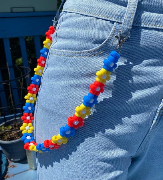 FLOWER & BEADED BELT/NECK CORD Sparkle Rainbow Kandi Flower Belt Chain - Etsy main image 3