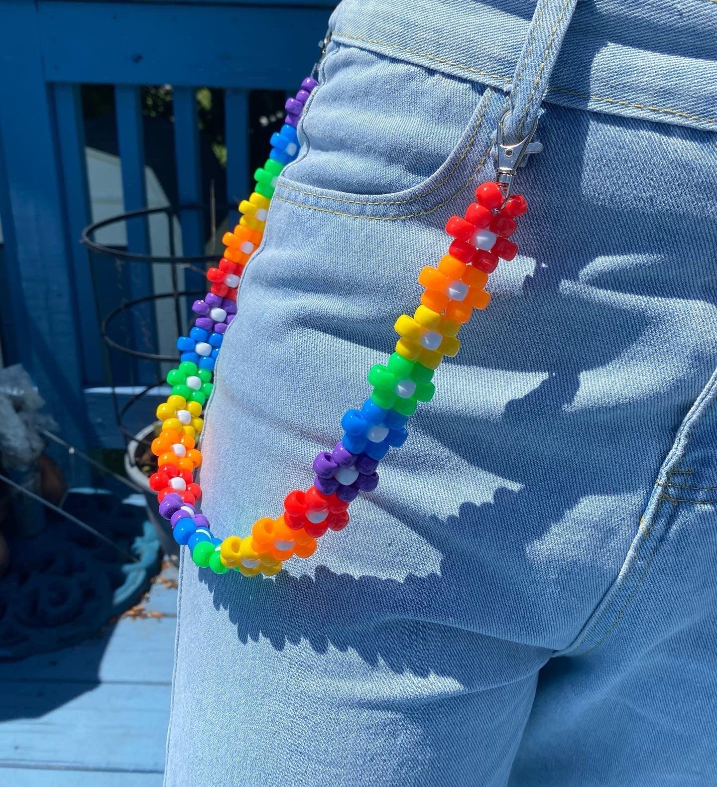 Rainbow Kandi Flower Belt Chain - Etsy Israel