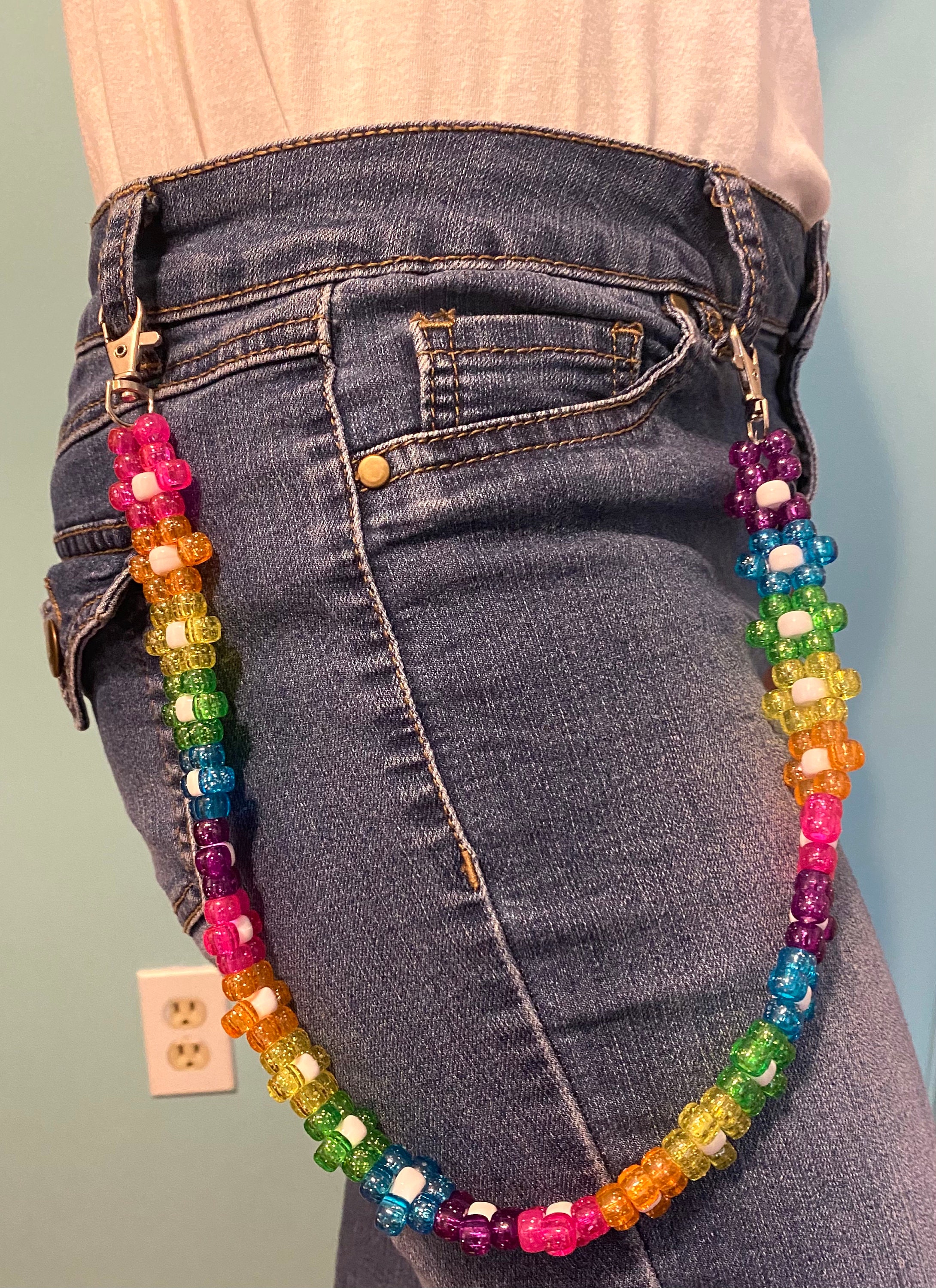 Sparkle Rainbow Kandi Belt Chain Etsy