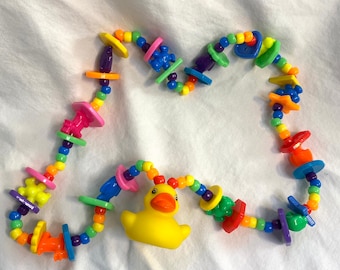 Kidcore Decora Rubber Ducky Rainbow Necklace