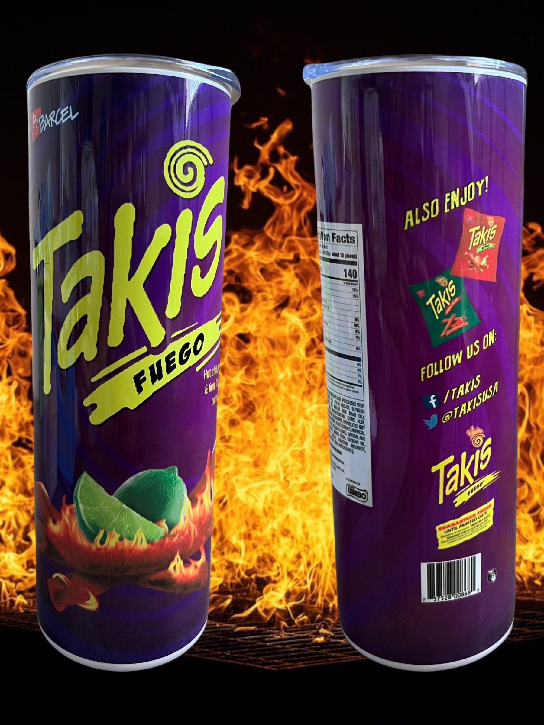 Takis Fuego food chips 20oz tumbler in acciaio inossidabile 