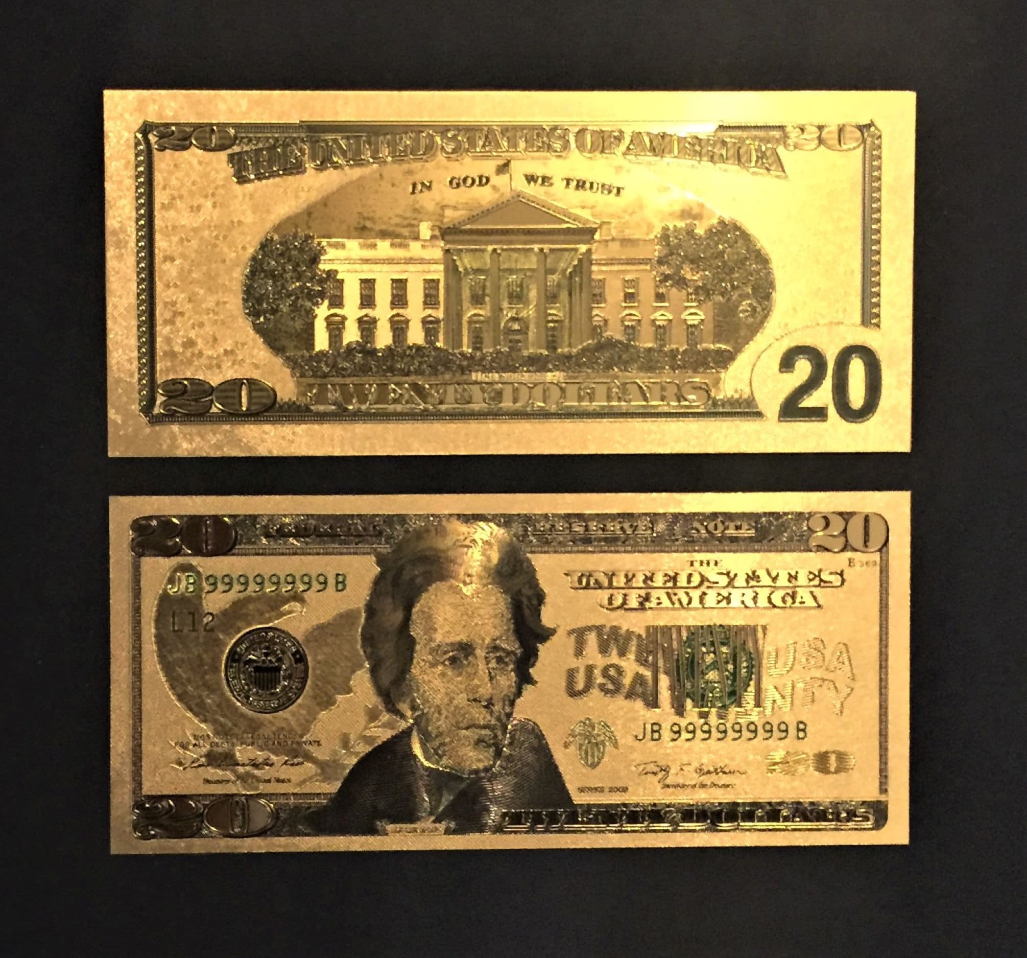 Stunning 24K GOLD 20 Dollar USA Bill/Banknote Fantastic Etsy