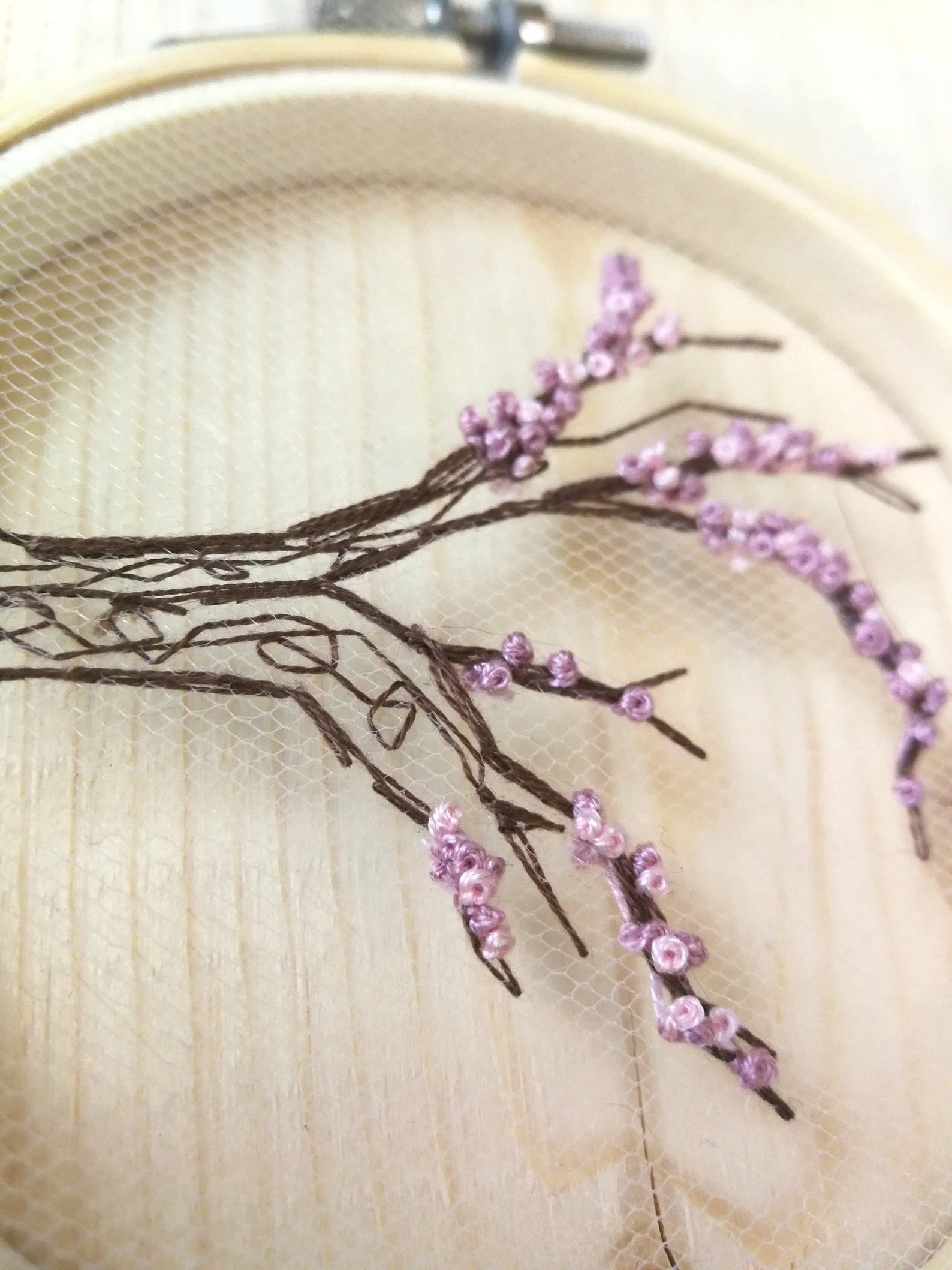 Cherry blossom branch embroidery hoop art Etsy