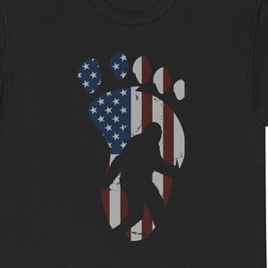 Bigfoot American Flag Shirt, Bigfoot Gift, Unisex Heavy Cotton Tee, Bigfoot T-Shirt