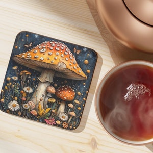 Mushroom Coaster: Cottagecore Whimsical Decor (3.5&quot; x 3.5&quot;)