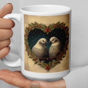 Turtle Doves Christmas Mug | Love Birds Mug | Romantic Christmas Mug | Gift for Mom | Gift for Her | Christmas Gift