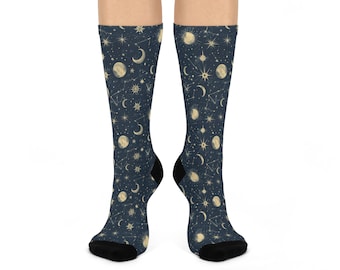 Celestial Socks, Gift for Her, Cute Socks for Her, Valentines Gift for Her, Aesthetic Socks, Moon and Stars Print