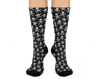 Skull & Crossbones Pirate Socks: Unisex Crew Socks