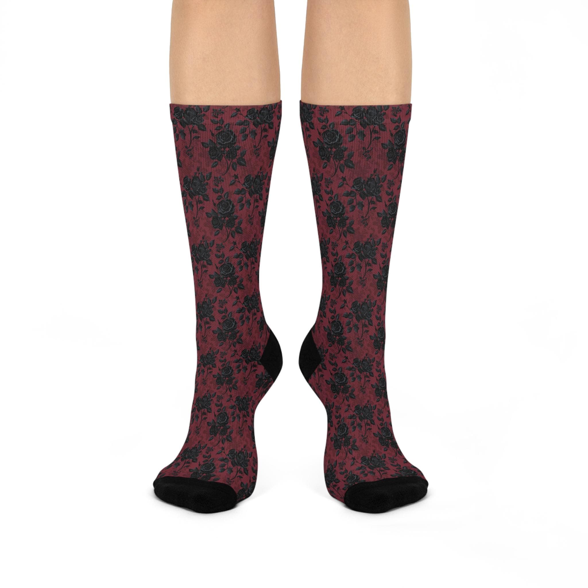 Gothic Damask Print Socks: Cushioned Crew Socks for Him