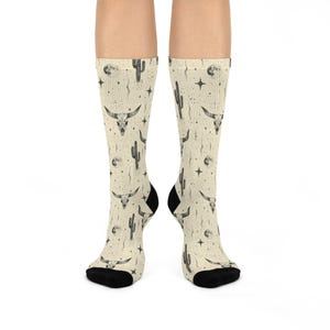 Cowboy Socks, Western Print Socks, Unique Gift, Gift for Him, Birthday Gift for Him, Valentines Gift, Longhorn Socks, Cactus Socks