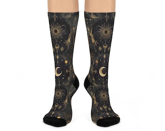 Celestial Socks, Gift for Her, Cute Socks for Her, Valentines Gift for Her, Aesthetic Socks, Witchy Socks, Witchy Vibes, Witchy Gift
