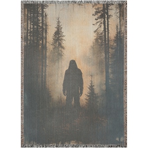 Bigfoot Blanket, Woven Blanket, 100% Cotton, Paranormal Blanket, Bigfoot Gift, Unique Gift