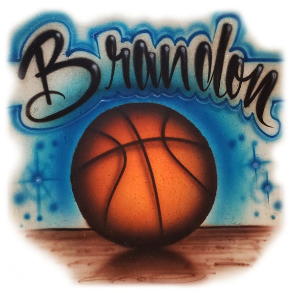 Airbrushed Basketball Design Shirt with Name of your Choice