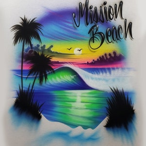 Airbrushed Beach Design Shirt with Name