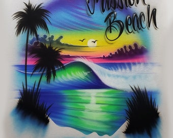 Airbrushed Beach Design Shirt with Name