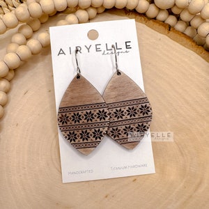 Sweater Weather CHRISTMAS EARRINGS | Distressed Christmas Earrings | Titanium Earrings | Neutral Winter Fashion | Lightweight Earrings