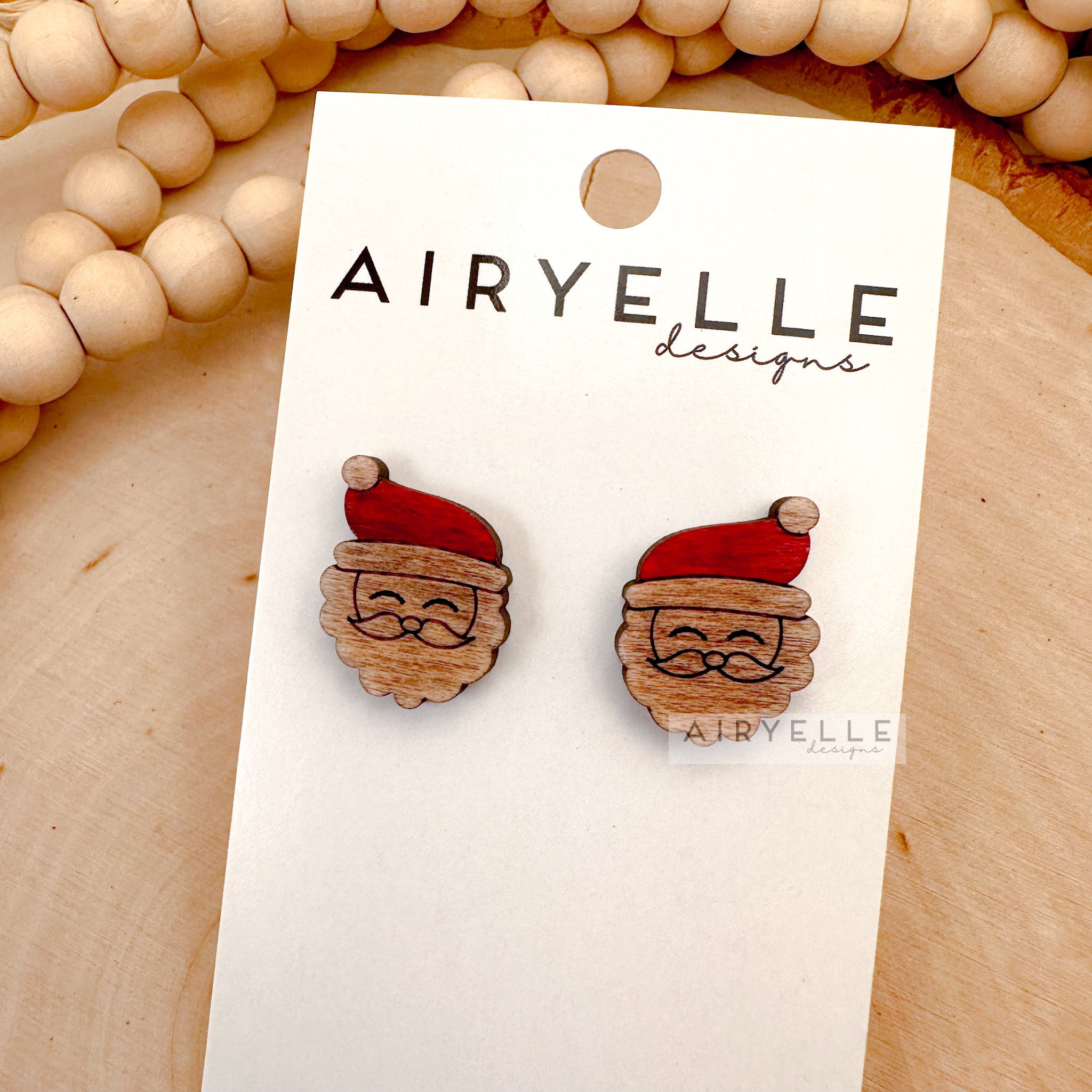 HAPPY SANTA STUD Earrings Minimalist Holiday Studs Titanium Earrings