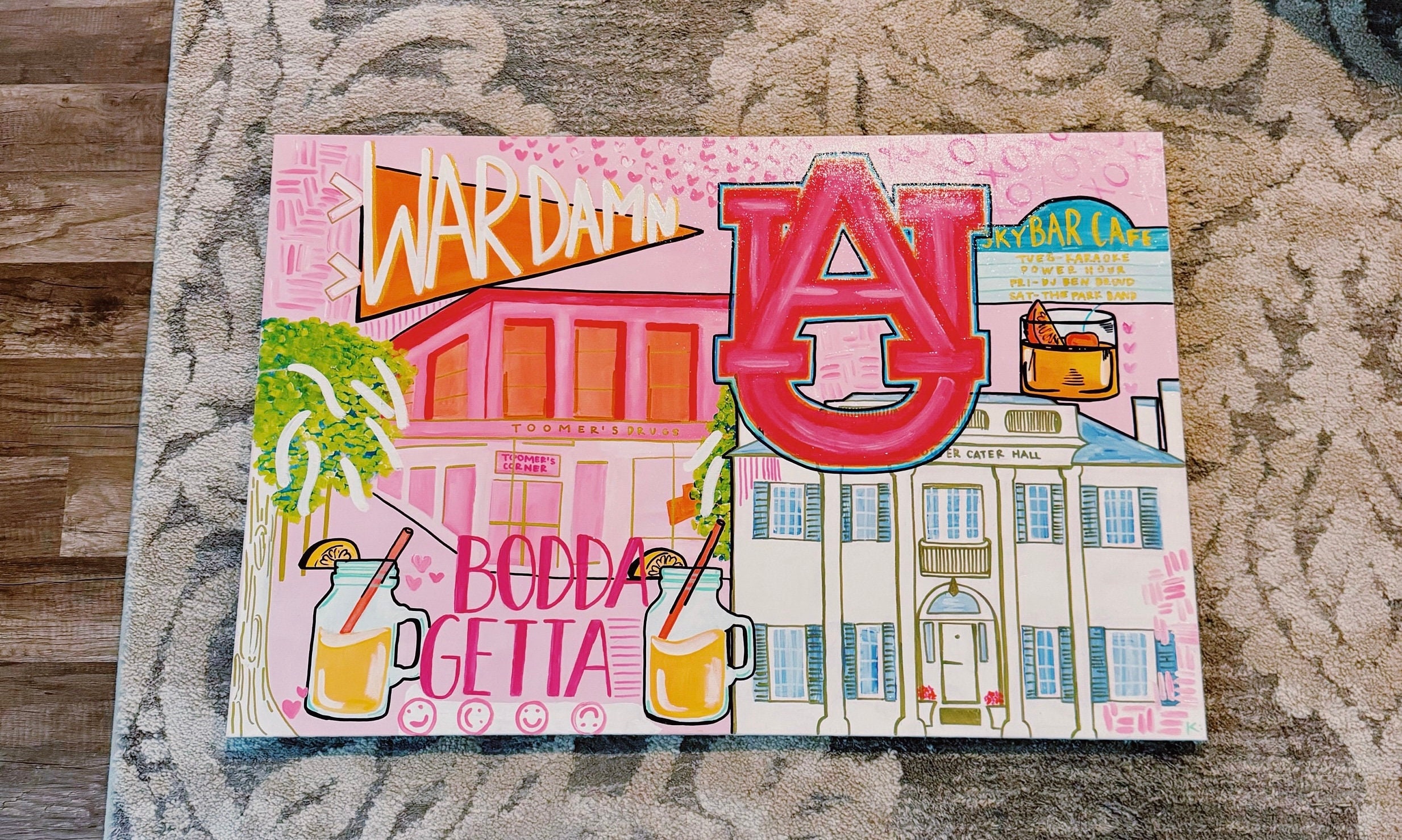 Custom College Town Collage Acrylic Preppy Dorm Canvas