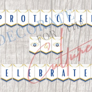 Evil Eye Party Banner, Evil Eye Banner Digital Download, English & Spanish Evil Eye Banner Home Decor, House Protection Party Decorations
