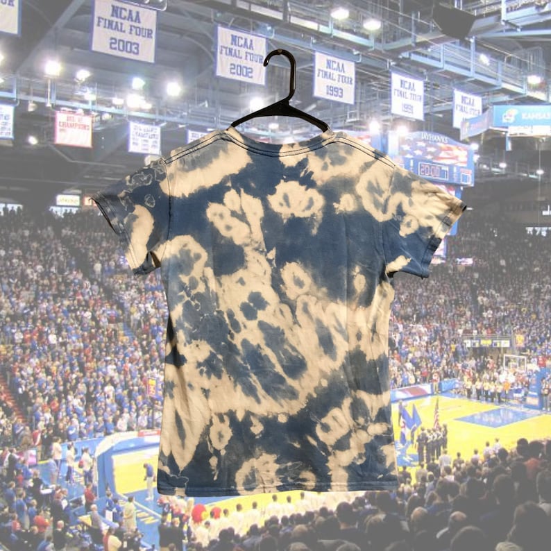 Kansas Jayhawks Upcycled Bleach Dye Shirt Adult S