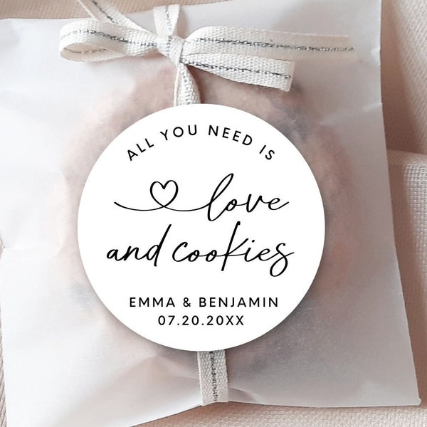 Personalized Love and Cookies Wedding Favor Sticker