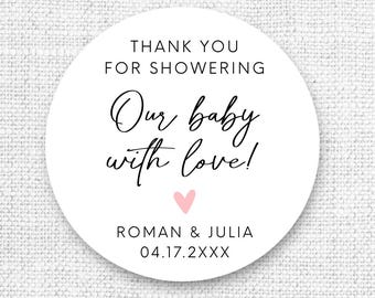 Pegatinas personalizadas de agradecimiento para baby shower, Lluvia de amor