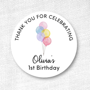 Personalized Birthday Stickers, Celebration Favor, Matte White