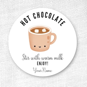 Hot Chocolate Sticker, Hot Cocoa sticker, Hot chocolate label, Hot Cocoa label, Holiday Sticker
