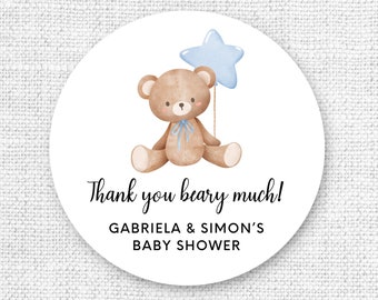 Thank you beary much, Baby Shower Stickers, happy birthday stickers, Teddy Bear Baby Shower Sticker, teddy Bear Birthday, Teddy baby shower