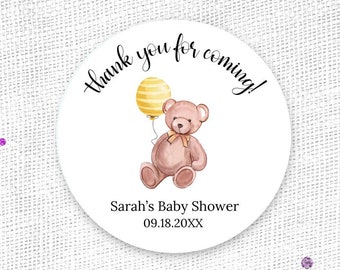 Bear baby Shower, Baby Shower Stickers, Thank You Baby Shower Stickers, Teddy Bear Baby Shower Sticker, Thank You for Showering our Baby,
