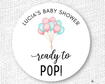 Balloon Baby Shower stickers, Baby Shower Stickers, Thank You Baby Shower Stickers, Ready to Pop, Pop Baby Shower sticker