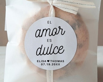 El Amor es Dulce, Wedding Sticker, El amor es dulce Sticker, Party Label, Party Favor Sticker, Party Sticker,