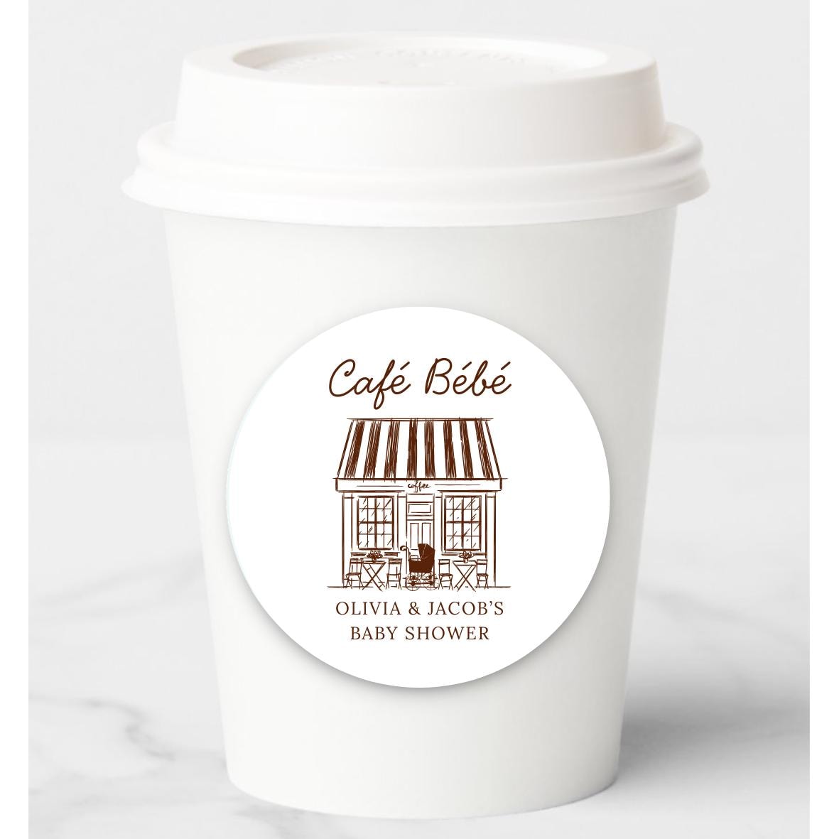 Cafe Bebe Baby Shower Sticker, Personalized Label - Etsy