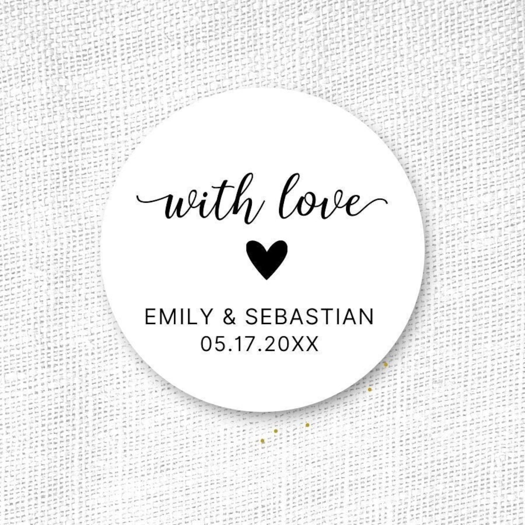 Wedding Sticker, With Love Sticker, Personalized Wedding Sticker