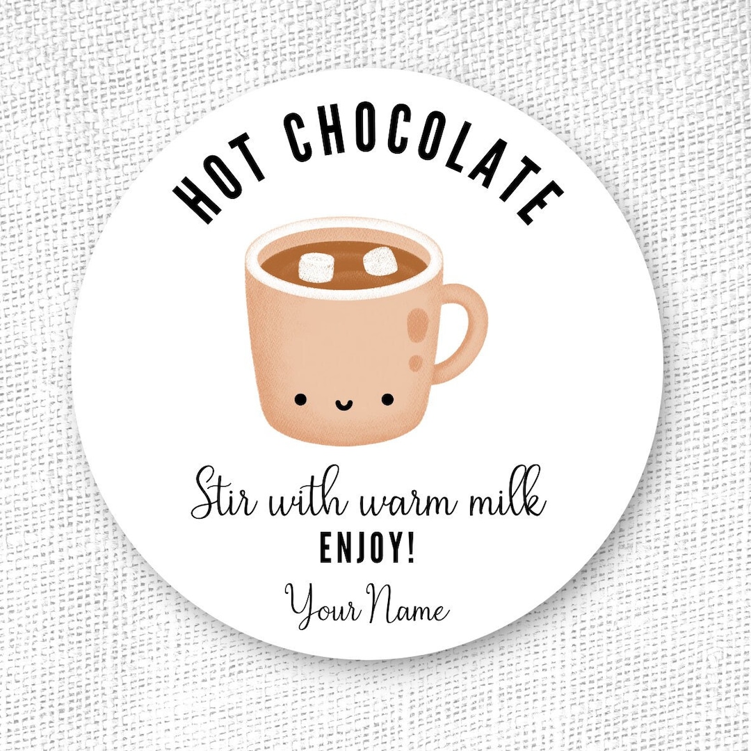Hot Chocolate Sticker, Hot Cocoa Sticker, Hot Chocolate Label, Hot